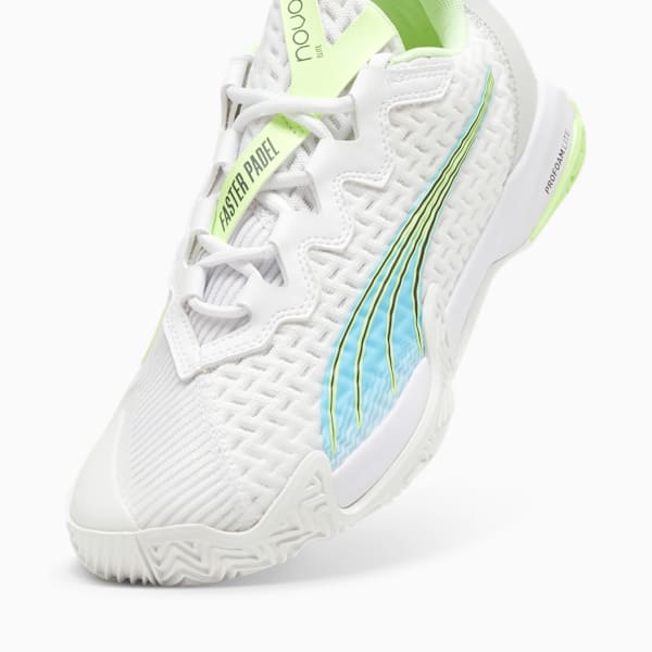 NOVA Elite Court Shoes, PUMA White-Luminous Blue-Fizzy Apple-Shadow Gray, extralarge