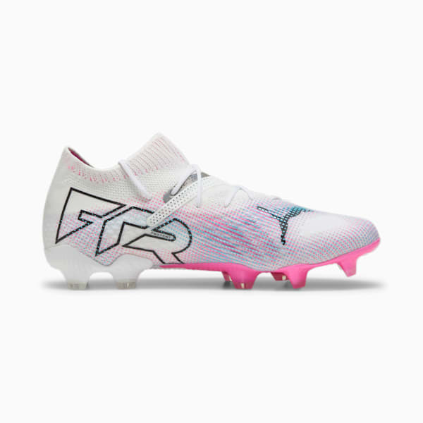 FUTURE 7 ULTIMATE Firm Ground/Artificial Ground Men's Soccer Cleats, PUMA White-PUMA Black-Poison Pink, extralarge