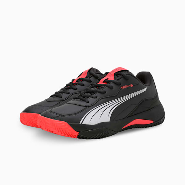 NOVA Smash Padel Shoes, Flat Dark Gray-PUMA Black-Flat Medium Gray-Active Red, extralarge-IND