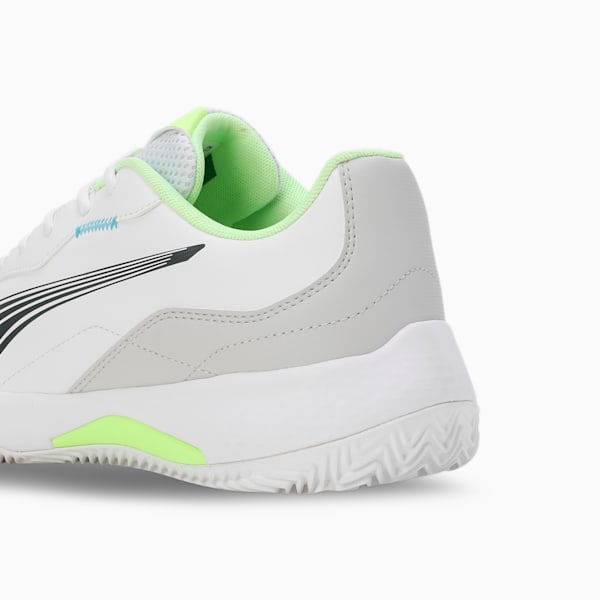 NOVA Smash Padel Shoes, PUMA White-Luminous Blue-Fizzy Apple-Shadow Gray, extralarge-IND