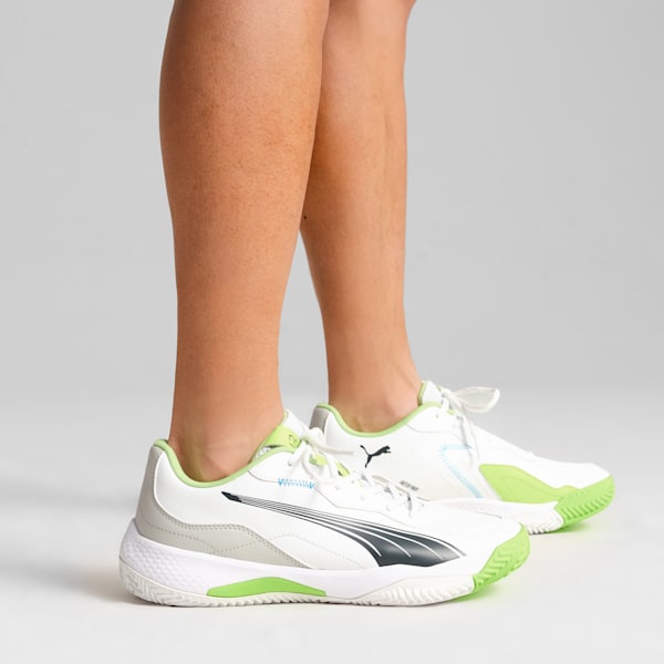 NOVA Smash Padel Shoes, PUMA White-Luminous Blue-Fizzy Apple-Shadow Gray, extralarge-IND