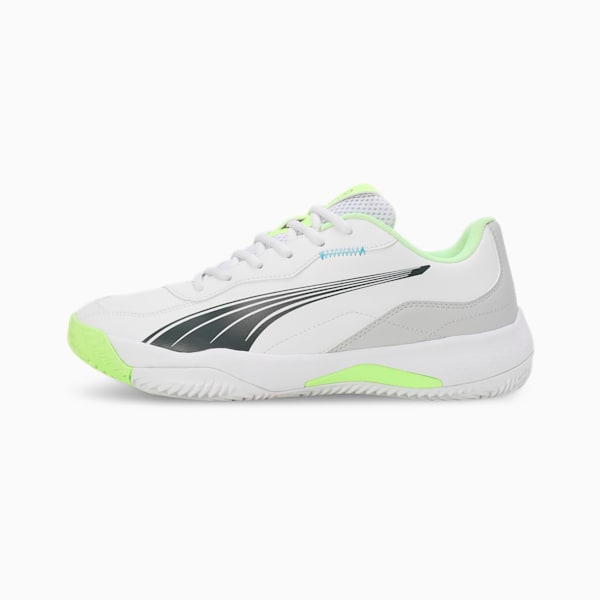 NOVA Smash Padel Shoes, PUMA White-Luminous Blue-Fizzy Apple-Shadow Gray, extralarge-IND