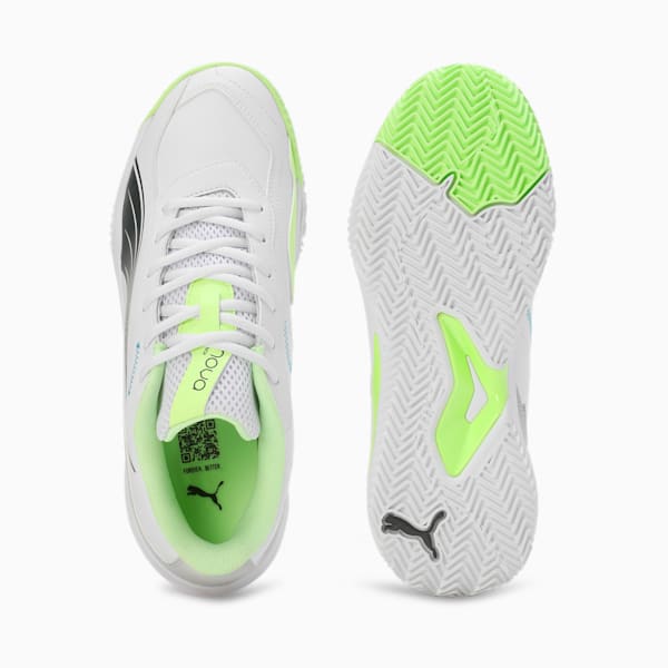 NOVA Smash Padel Shoes, PUMA White-Luminous Blue-Fizzy Apple-Shadow Gray, extralarge-IND