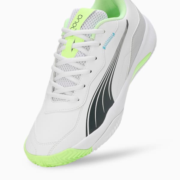 NOVA Smash Padel Shoes, PUMA White-Luminous Blue-Fizzy Apple-Shadow Gray, extralarge-IND