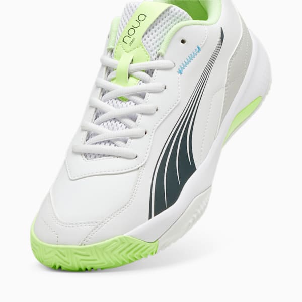 NOVA Smash Unisex Padel Shoes, PUMA White-Luminous Blue-Fizzy Apple-Shadow Gray, extralarge-IND