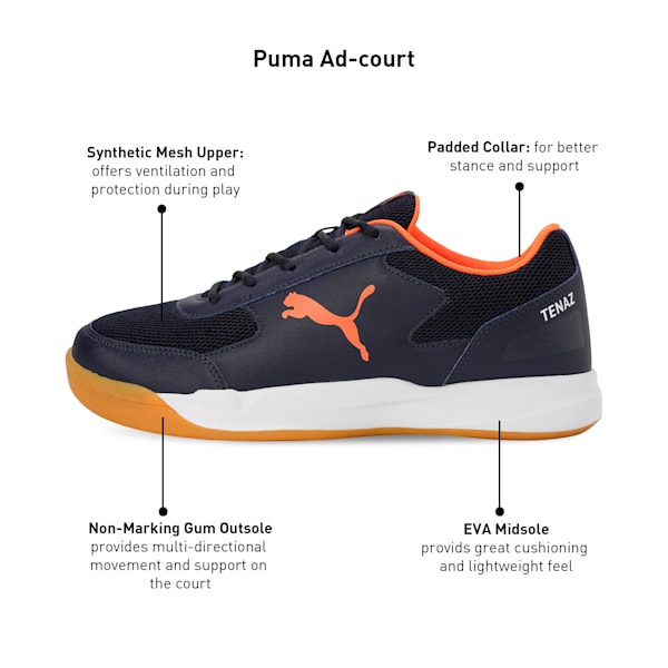 Ad-Court Indoor Sports Shoes, PUMA Navy-PUMA White-Cayenne Pepper, extralarge-IND