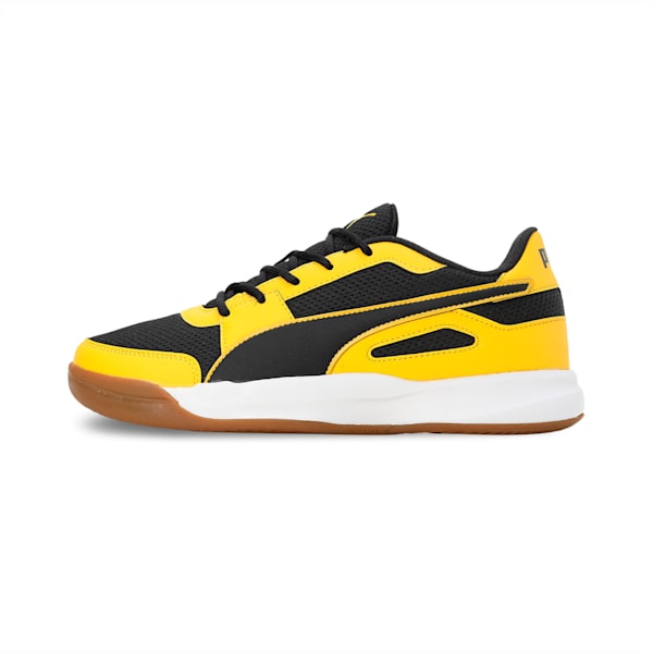 Deuce Unisex Indoor Sports Shoes, PUMA Black-Spectra Yellow-PUMA White, extralarge-IND