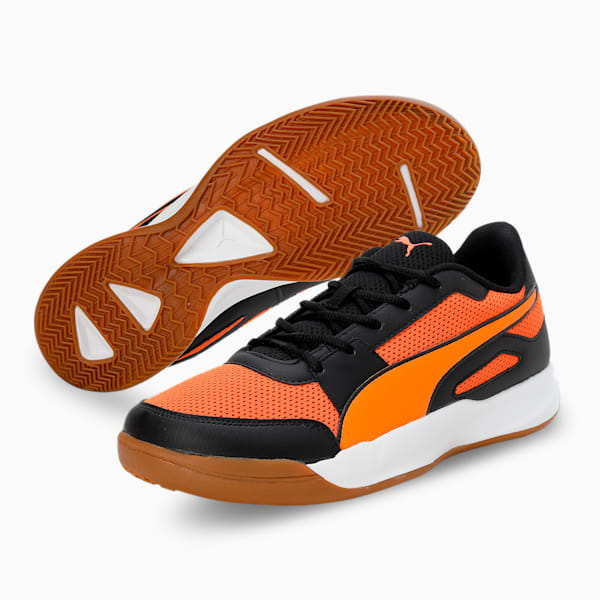 Deuce Unisex Indoor Sports Shoes, PUMA Black-Vibrant Orange-PUMA Silver, extralarge-IND