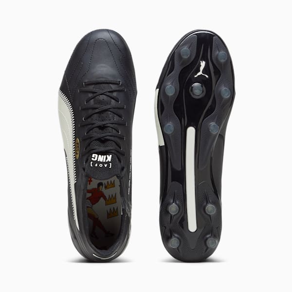 KING ULTIMATE ART OF FOOTBALL FG/AG Men's Soccer Cleats, PUMA Black-Alpine Snow-PUMA Gold-PUMA White, extralarge
