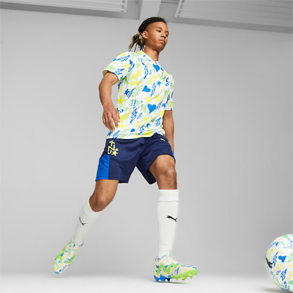 FUTURE ULTIMATE Neymar Jr FG/AG Men's Soccer Cleats, PUMA White-Racing Blue-Lemon Meringue-Parakeet Green, extralarge
