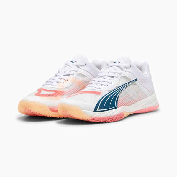 Accelerate NITRO™ SQD Women's Court Shoes, PUMA White-Ocean Tropic-Passionfruit-Fizzy Melon, extralarge