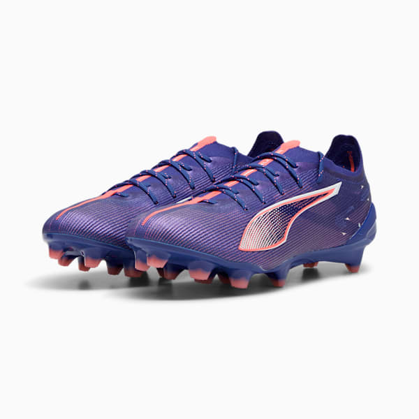 Tacos de fútbol ULTRA 5 ULTIMATE FG para mujer, Lapis Lazuli-PUMA White-Sunset Glow, extralarge