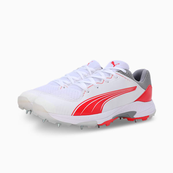 PUMA Spike 24.1 Unisex Cricket Shoes, PUMA White-PUMA Red-Stormy Slate, extralarge-IND