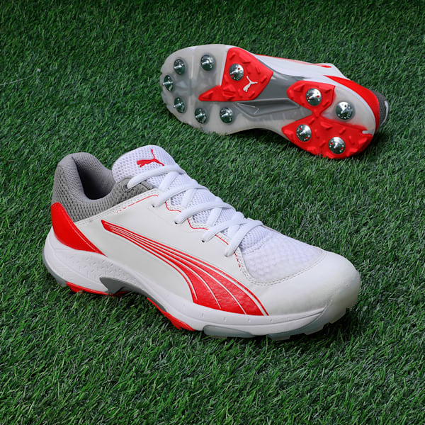 Spike 24.1 Lightweight Cricket Shoes, PUMA White-PUMA Red-Stormy Slate, extralarge-IND