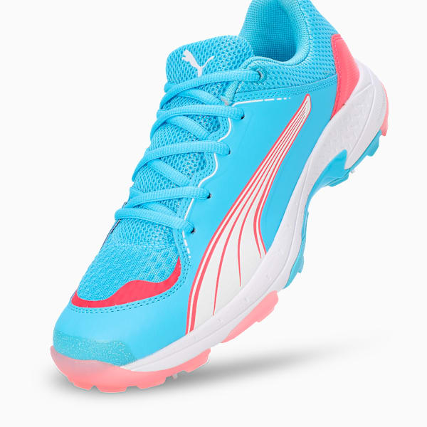 Spike 24.1 Lightweight Cricket Shoes, Luminous Blue-PUMA White-Fire Orchid, extralarge-IND