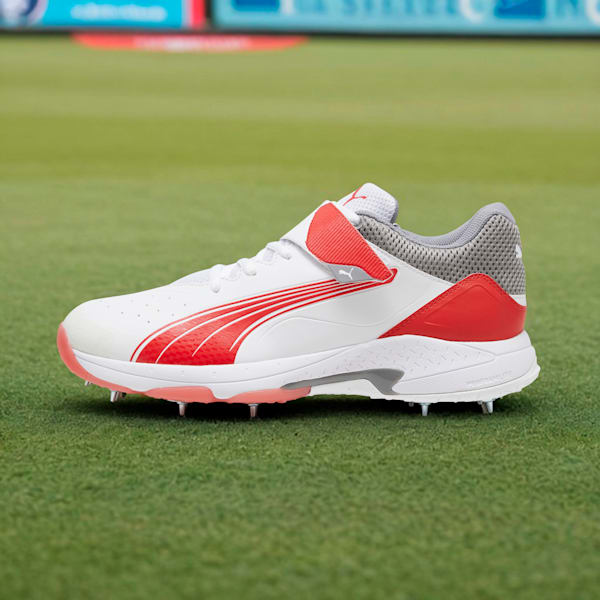 Bowling 24.1 Cricket Shoes, PUMA White-PUMA Red-Stormy Slate, extralarge-IND