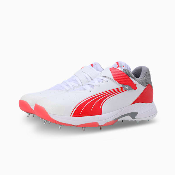 Bowling 24.1 Cricket Shoes, PUMA White-PUMA Red-Stormy Slate, extralarge-IND