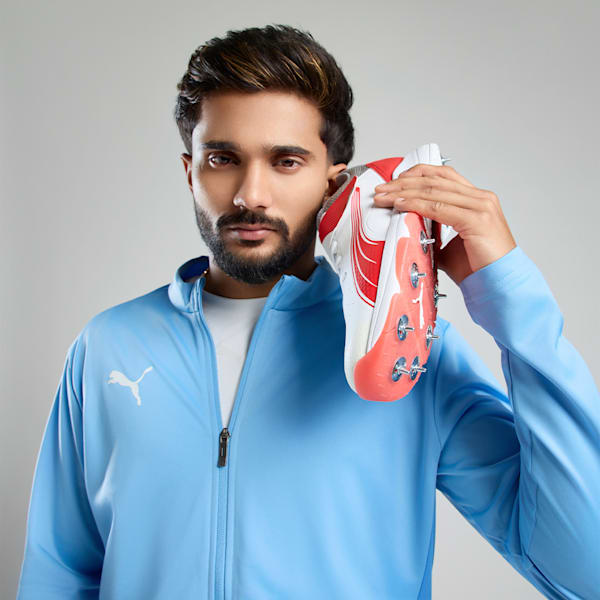 Bowling 24.1 Cricket Shoes, PUMA White-PUMA Red-Stormy Slate, extralarge-IND