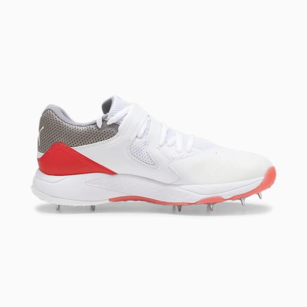 PUMA Bowling 24.1 Unisex Cricket Shoes, PUMA White-PUMA Red-Stormy Slate, extralarge-IND