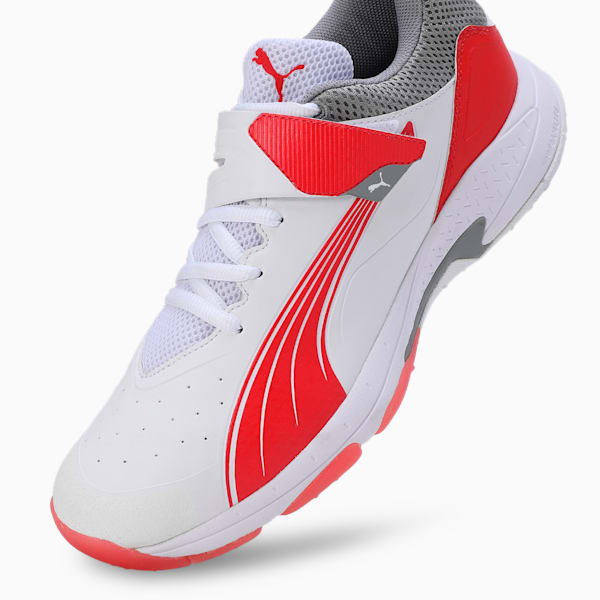 Bowling 24.1 Cricket Shoes, PUMA White-PUMA Red-Stormy Slate, extralarge-IND