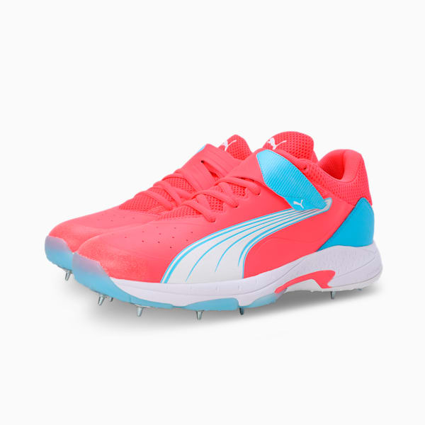 Bowling 24.1 Cricket Shoes, Fire Orchid-PUMA White-Luminous Blue, extralarge-IND