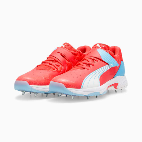 PUMA Bowling 24.1 Unisex Cricket Shoes, Fire Orchid-PUMA White-Luminous Blue, extralarge-IND