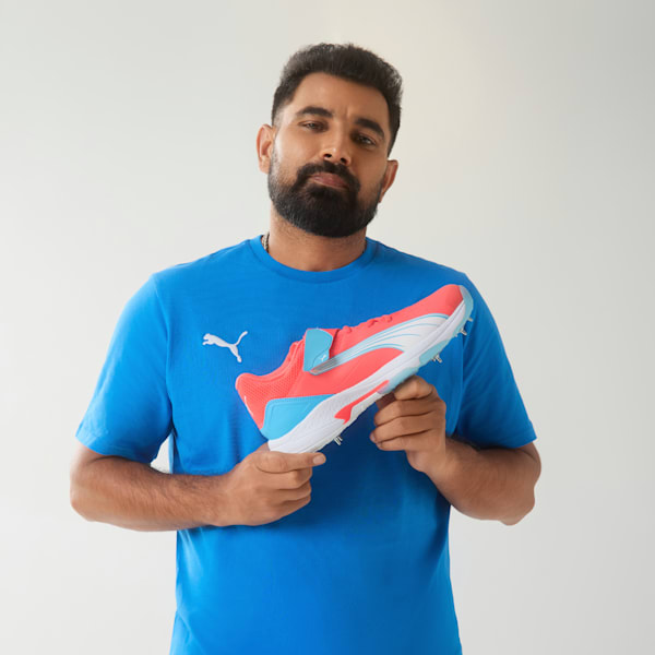 Bowling 24.1 Cricket Shoes, Fire Orchid-PUMA White-Luminous Blue, extralarge-IND