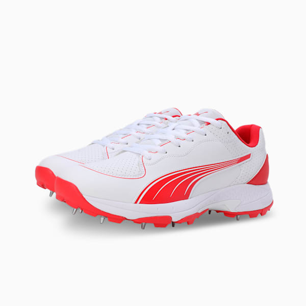 Spike 24.2 Ultralight Cricket Shoes, PUMA White-PUMA Red, extralarge-IND