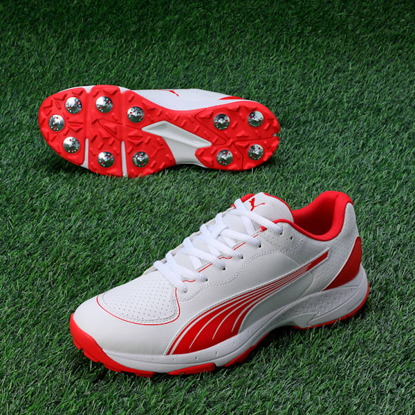 Spike 24.2 Ultralight Cricket Shoes, PUMA White-PUMA Red, extralarge-IND
