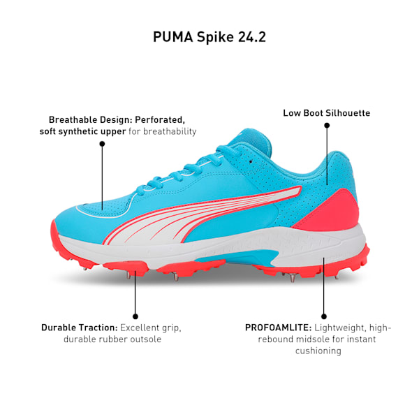Spike 24.2 Ultralight Cricket Shoes, Luminous Blue-PUMA White-Fire Orchid, extralarge-IND