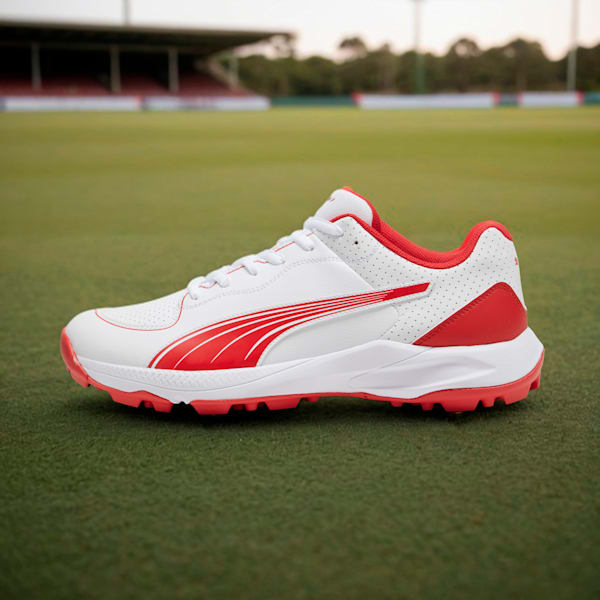 24 FH Rubber Cricket Shoes, PUMA White-PUMA Red, extralarge-IND