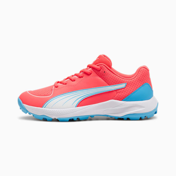 24 FH Rubber Cricket Shoes, Fire Orchid-PUMA White-Luminous Blue, extralarge-IND
