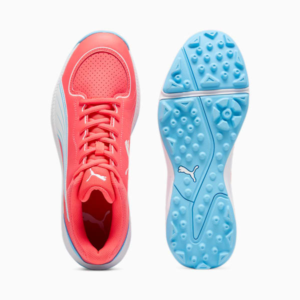 24 FH Rubber Cricket Shoes, Fire Orchid-PUMA White-Luminous Blue, extralarge-IND