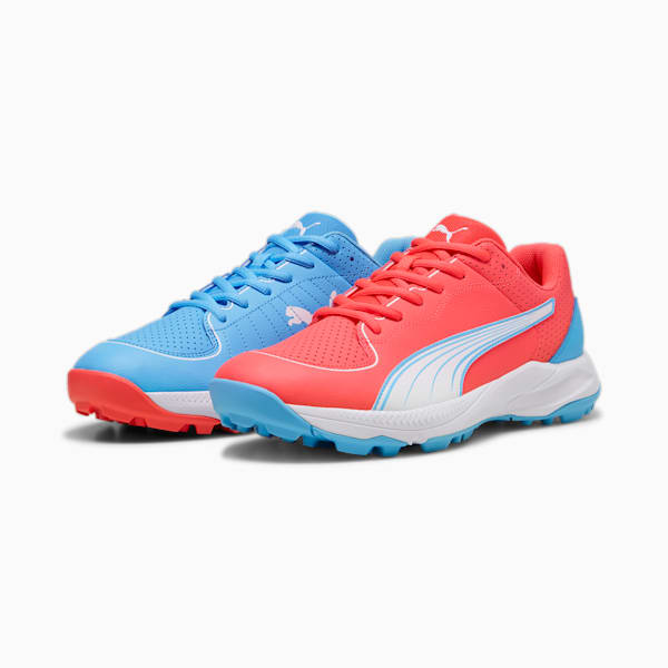 PUMA 24 FH Rubber Unisex Cricket Shoes, Luminous Blue-PUMA White-Fire Orchid, extralarge-IND