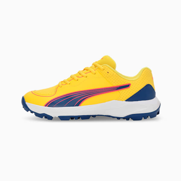 24 FH Rubber Cricket Shoes, Pelé Yellow-Clyde Royal-Fire Orchid, extralarge-IND