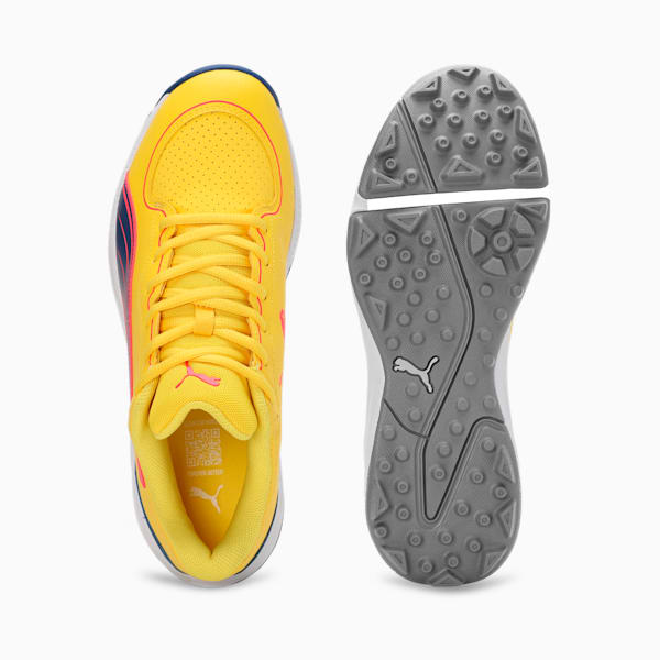 24 FH Rubber Cricket Shoes, Pelé Yellow-Clyde Royal-Fire Orchid, extralarge-IND
