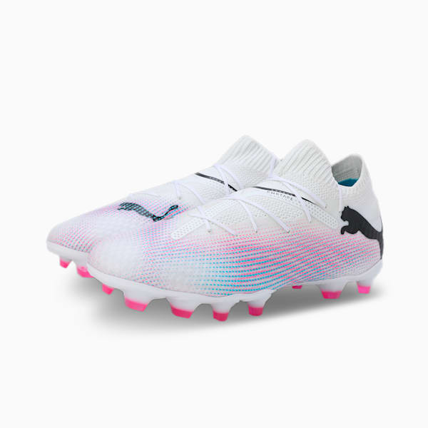 FUTURE 7 PRO FG/AG Men's Football Boots, PUMA White-PUMA Black-Poison Pink, extralarge-IND