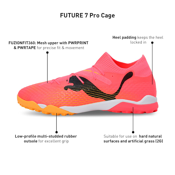 FUTURE 7 Pro Cage Men's Football Shoes, Sunset Glow-PUMA Black-Sun Stream, extralarge-IND