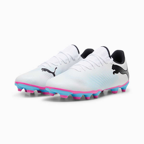 FUTURE 7 PLAY FG/AG Men's Soccer Cleats, PUMA White-PUMA Black-Poison Pink, extralarge