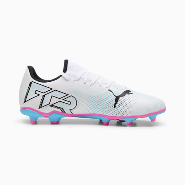 Tacos de fútbol para hombre FUTURE 7 PLAY FG/AG, PUMA White-PUMA Black-Poison Pink, extralarge