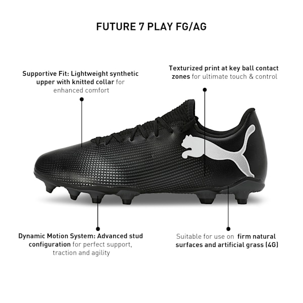 FUTURE 7 PLAY FG/AG Men's Football Boots, PUMA Black-PUMA White, extralarge-IND