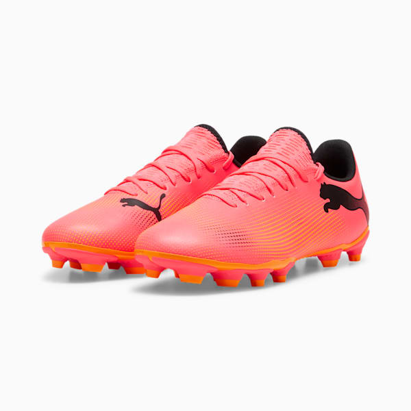 Tacos de fútbol para hombre FUTURE 7 PLAY FG/AG, Sunset Glow-PUMA Black-Sun Stream, extralarge