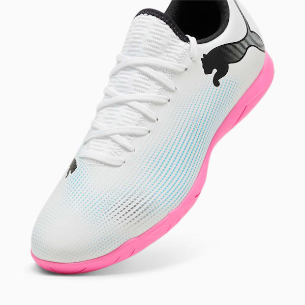 FUTURE 7 PLAY Indoor Trainer Men's Soccer Cleats, PUMA White-PUMA Black-Poison Pink, extralarge