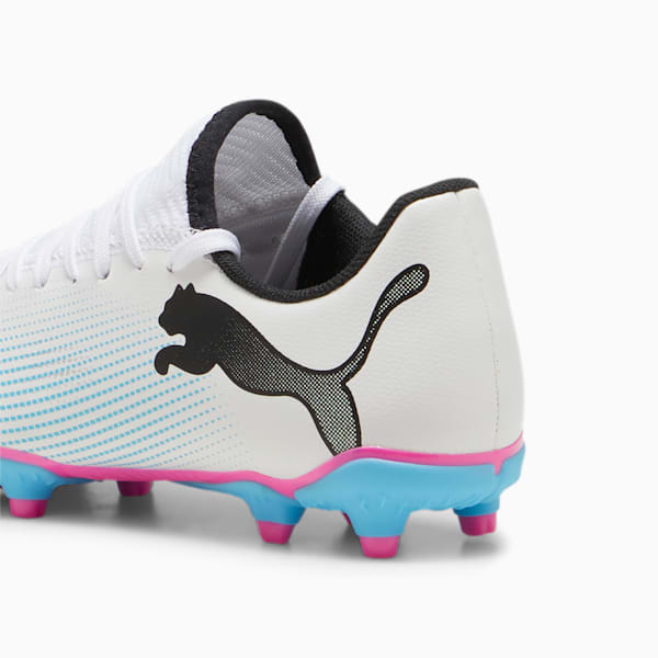 FUTURE 7 PLAY FG/AG Youth Football Boots, PUMA White-PUMA Black-Poison Pink, extralarge-AUS