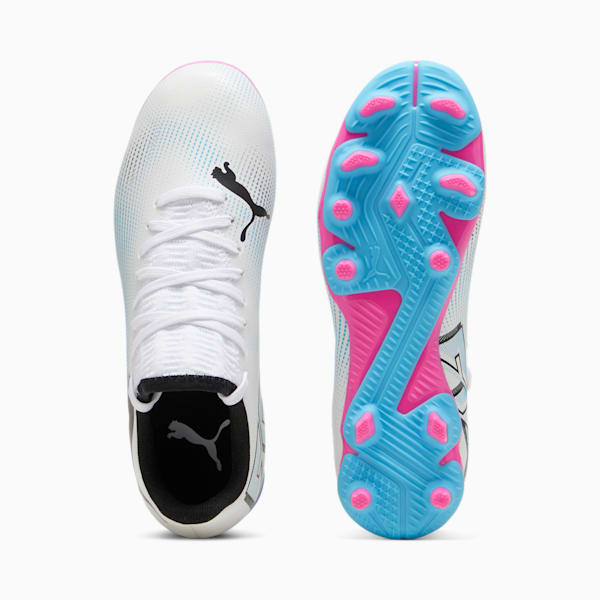 FUTURE 7 PLAY FG/AG Big Kids' Soccer Cleats, PUMA White-PUMA Black-Poison Pink, extralarge