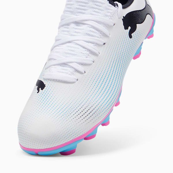 FUTURE 7 PLAY FG/AG Big Kids' Soccer Cleats, PUMA White-PUMA Black-Poison Pink, extralarge