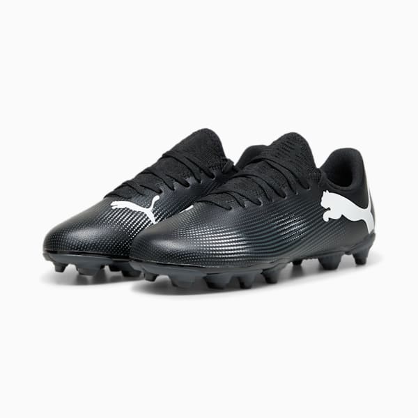 FUTURE 7 PLAY FG/AG Kids' Soccer Cleats, PUMA Black-PUMA White, extralarge