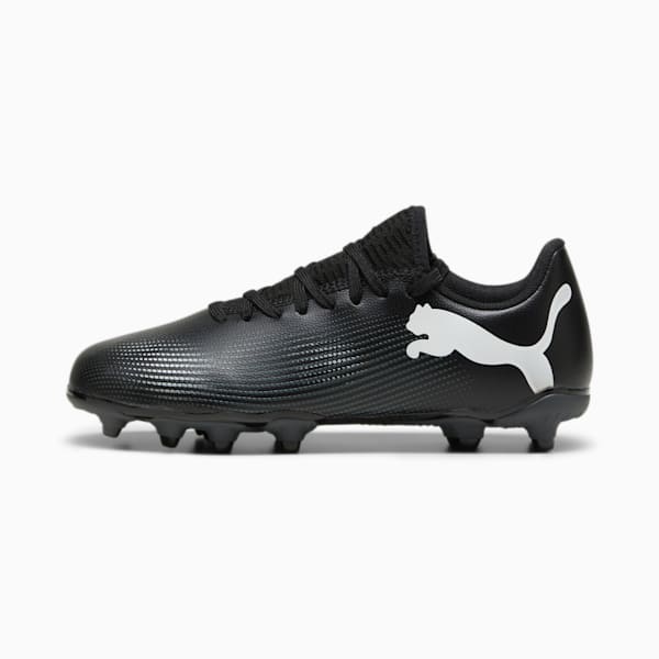 Tacos de fútbol juvenil FUTURE 7 PLAY FG/AG, PUMA Black-PUMA White, extralarge