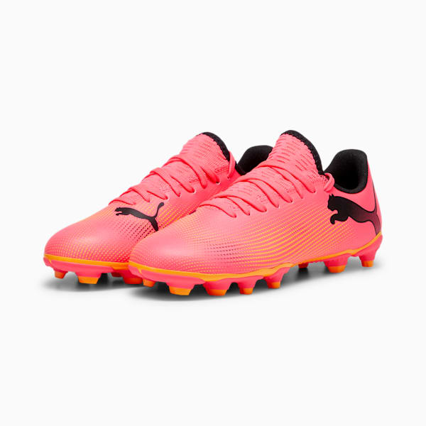 Tacos de fútbol juvenil FUTURE 7 PLAY FG/AG, Sunset Glow-PUMA Black-Sun Stream, extralarge