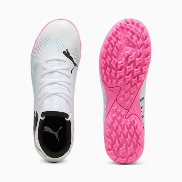 Tacos de fútbol juvenil FUTURE 7 PLAY TT, PUMA White-PUMA Black-Poison Pink, extralarge